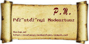 Pöstényi Modesztusz névjegykártya